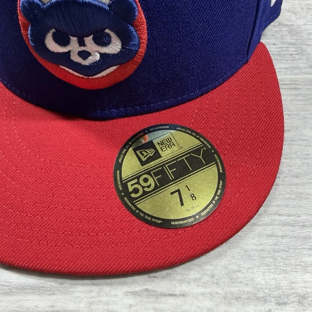 Chicago Cubs New Era‎ Cooperstown Collection Wool 59FIFTY Fitted Hat Size 7 1/8